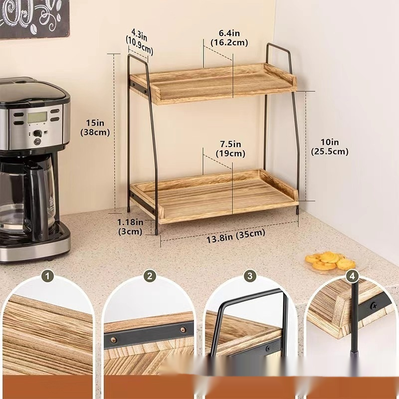 ORANGLES Wooden Kitchen Seasoning Rack – Multi‑layer Storage Organizer - full product showcase - displaying specifications - Image 5 of 6 | adapts to any space | Wooden Kitchen Seasoning Rack – Multi‑layer Storage Organizer deal New Jersey | Free Shipping ORANGLES