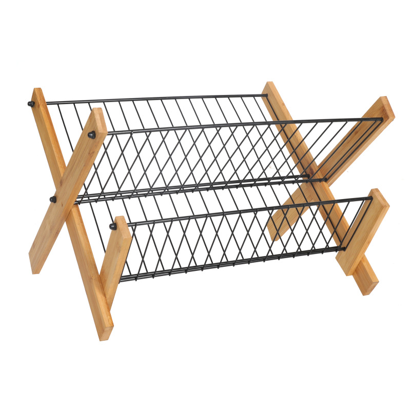 ORANGLES Bamboo Folding Dish Rack – Kitchen Draining Storage Organizer - detailed closeup view - illustrating benefits - Image 3 of 5 | created for all | Shop Bamboo Folding Dish Rack – Kitchen Draining Storage Organizer North Carolina | Free Shipping ORANGLES
