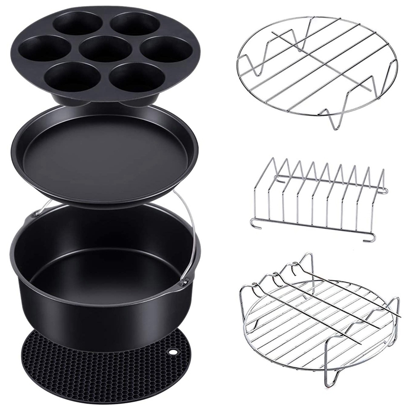 ORANGLES 7‑Piece Silicone Grill Air Fryer Accessories - detailed closeup view - illustrating benefits - Image 3 of 4 | created for all | Shop 7‑Piece Silicone Grill Air Fryer Accessories North Carolina | Free Shipping ORANGLES