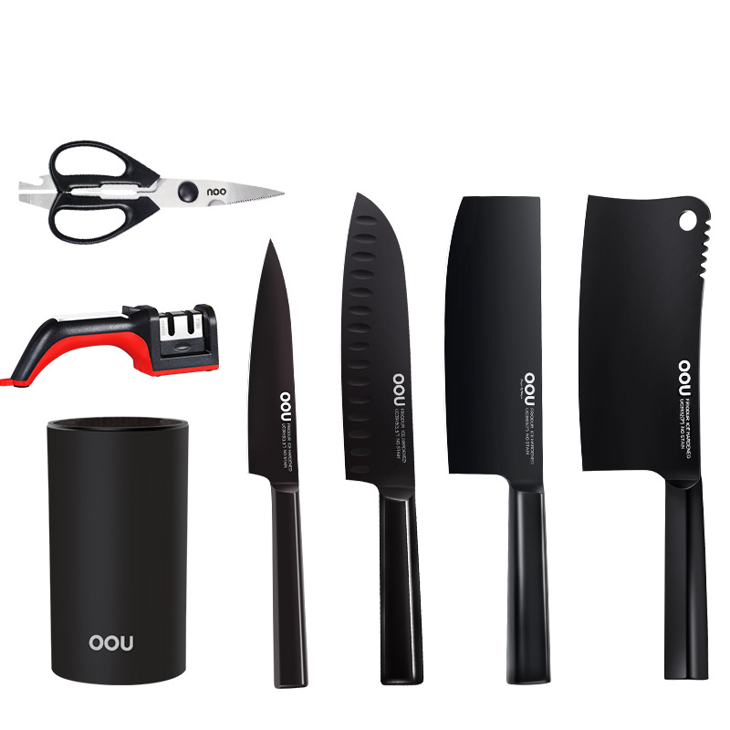 ORANGLES Black Blade Antibacterial Knife Set – 7 Pieces - full product showcase - displaying specifications - Image 5 of 5 | adapts to any space | Black Blade Antibacterial Knife Set – 7 Pieces deal New Jersey | Free Shipping ORANGLES