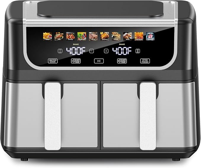 Double Basket Air Fryer – 9.5L, 10 Modes