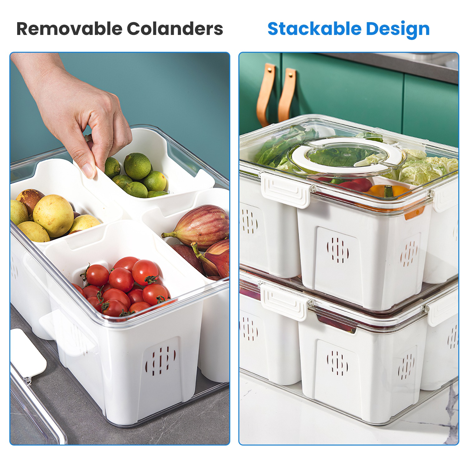 ORANGLES 2Pack Airtight Fruit Storage Containers – 4 Compartments - high resolution display - exposing craftsmanship - Image 2 of 5 | built for everyone | 2Pack Airtight Fruit Storage Containers – 4 Compartments for sale Georgia | Free Shipping ORANGLES