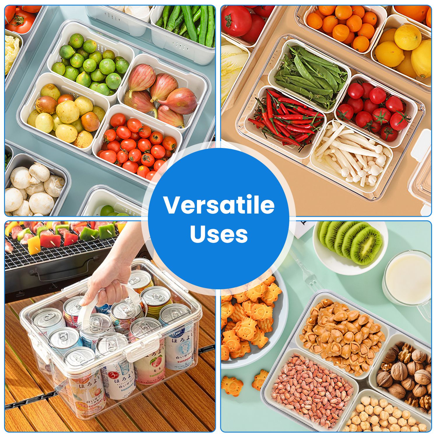 ORANGLES 2Pack Airtight Fruit Storage Containers – 4 Compartments - detailed closeup view - illustrating benefits - Image 3 of 5 | created for all | Shop 2Pack Airtight Fruit Storage Containers – 4 Compartments North Carolina | Free Shipping ORANGLES