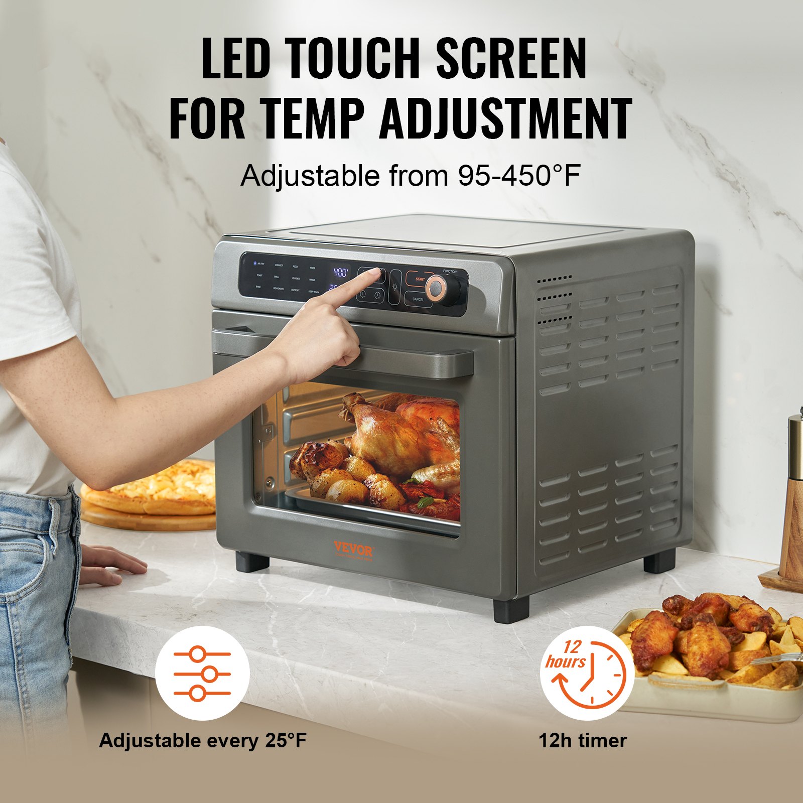 ORANGLES 12‑in‑1 Air Fryer Toaster Oven – 25L Convection - high resolution display - exposing craftsmanship - Image 2 of 3 | built for everyone | 12‑in‑1 Air Fryer Toaster Oven – 25L Convection for sale Georgia | Free Shipping ORANGLES