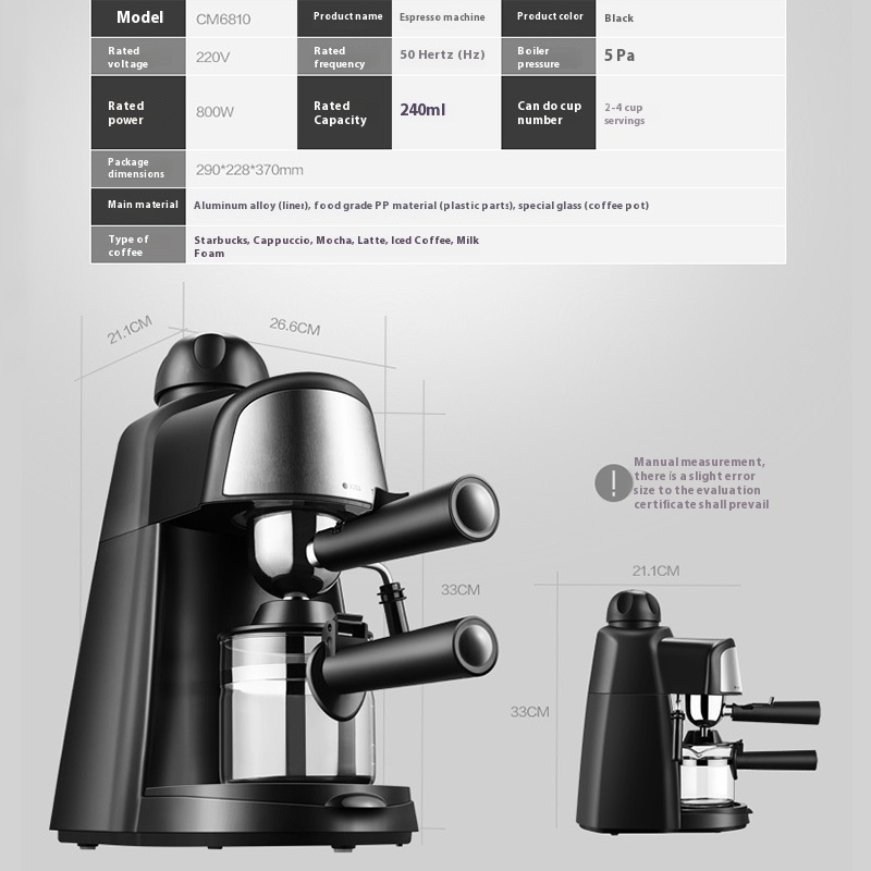ORANGLES Fully Automatic Coffee Machine Mini Semi Automatic Steam Milk Frother - high resolution display - Image 2 of 3 | perfect for office | California | Free Shipping ORANGLES