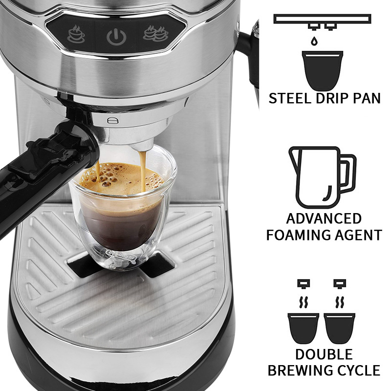 ORANGLES Automatic Coffee Machine Small Semi Automatic Steam Wand Frother - angled perspective - Image 4 of 5 | excellent for daily use | New York | Free Shipping ORANGLES