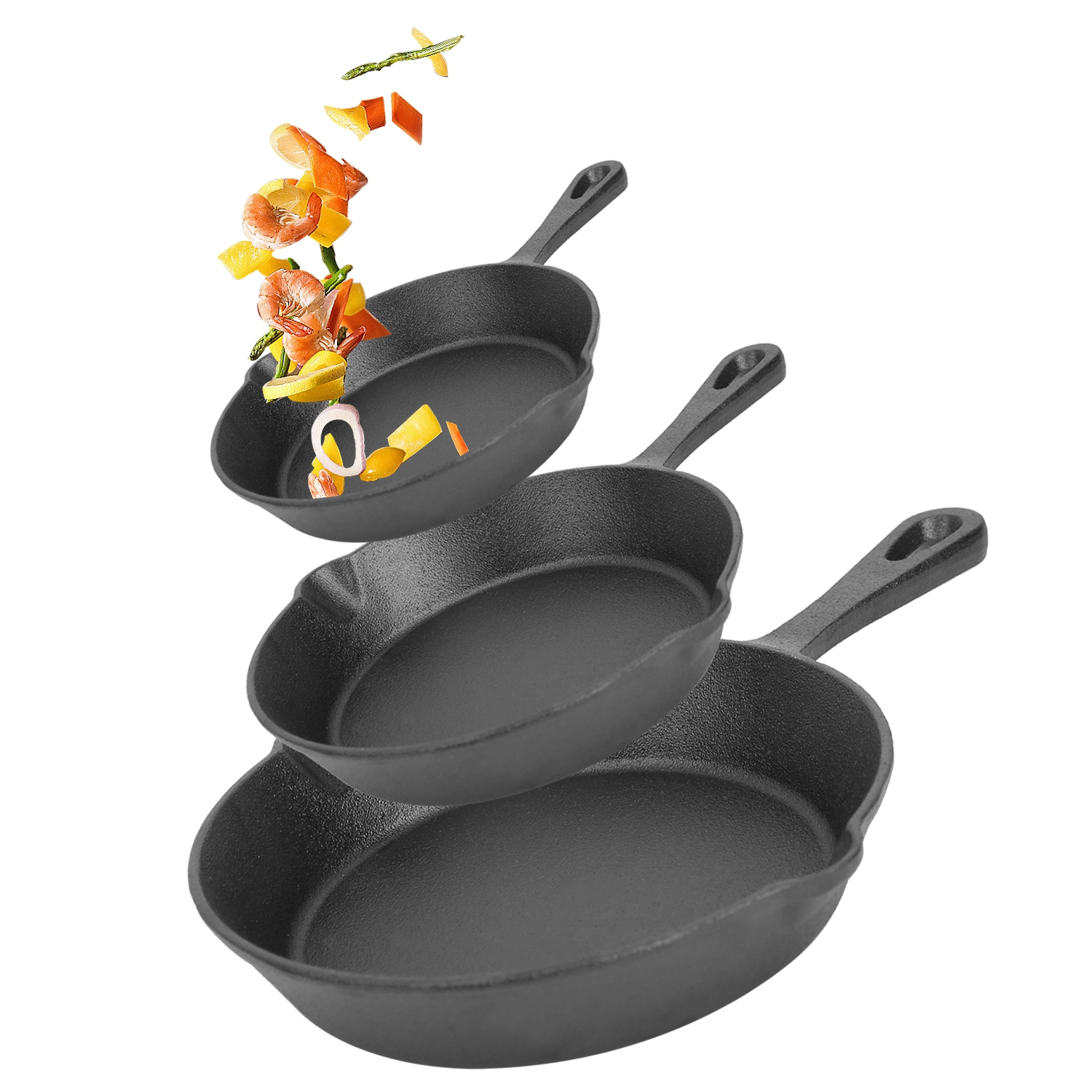3‑Piece Cast Iron Skillet Set – Oven Safe Nonstick