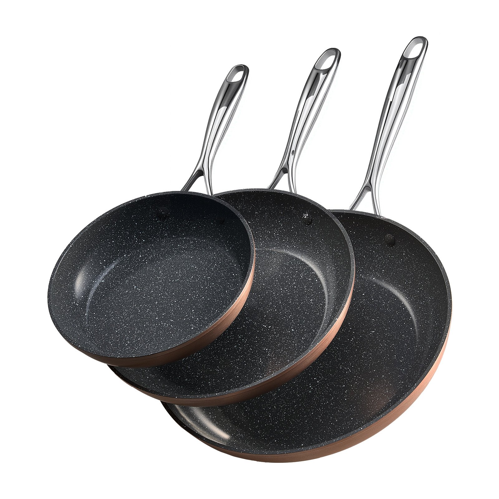 3‑Piece Aluminum Frying Pan Set – Grey Nonstick