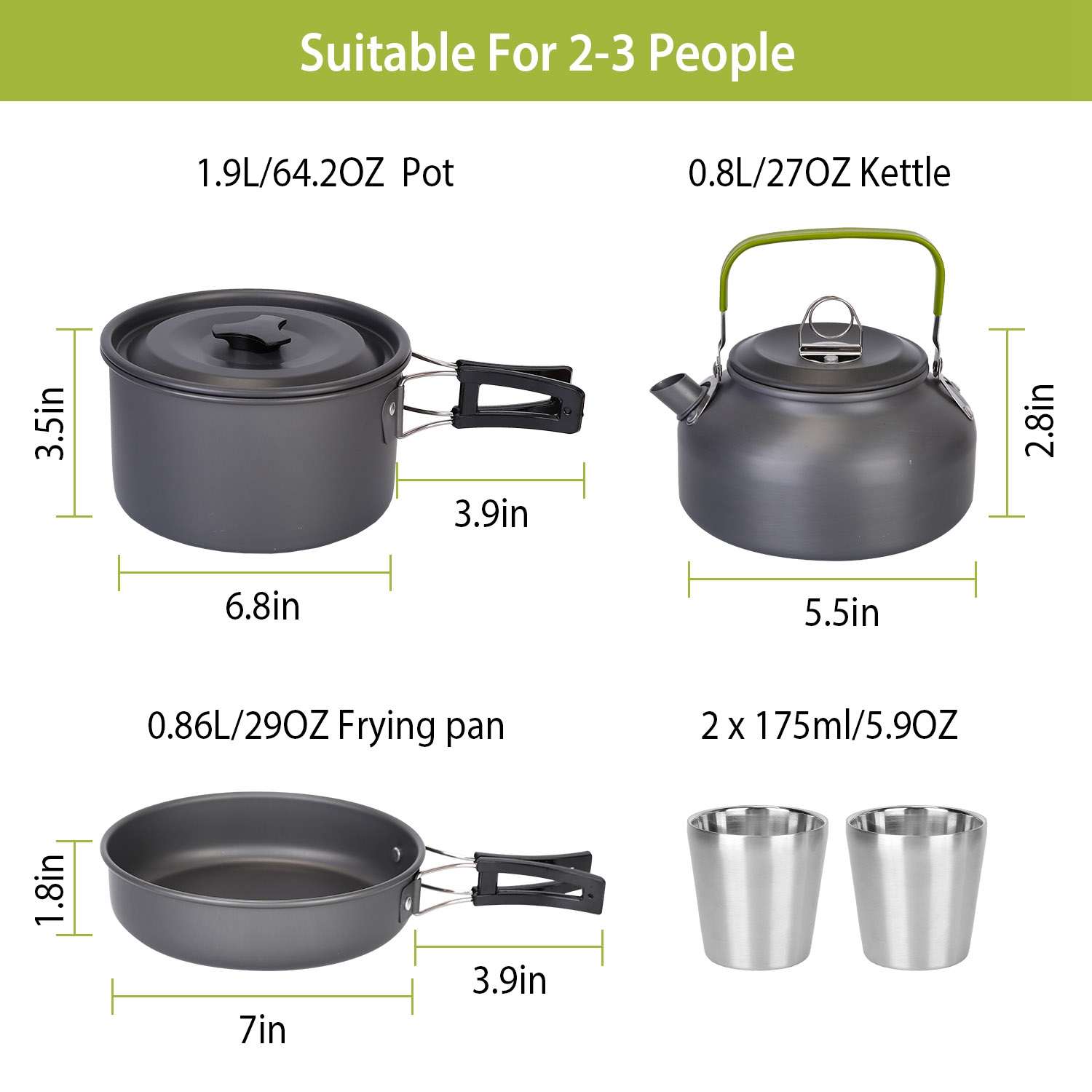 ORANGLES 12‑Piece Camping Cookware Set – Outdoor Hiking Kitchen - full product showcase - displaying specifications - Image 5 of 5 | adapts to any space | 12‑Piece Camping Cookware Set – Outdoor Hiking Kitchen deal New Jersey | Free Shipping ORANGLES