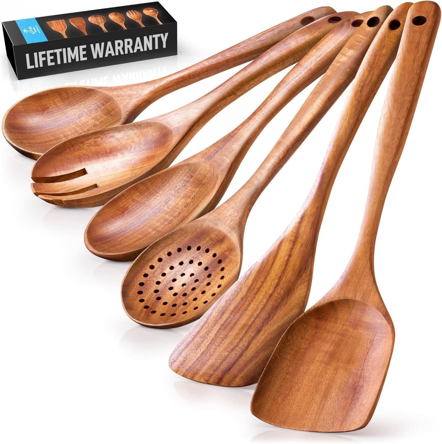 6‑Piece Wooden Spoon Set – Teak Heat‑Resistant Kitchenware