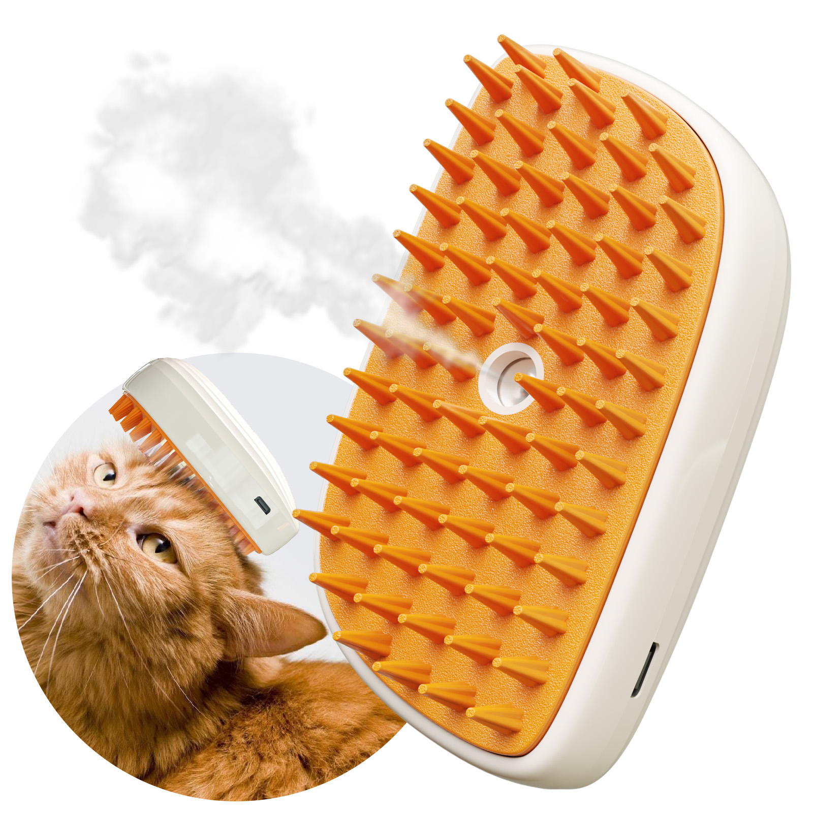 4‑in‑1 Cat Steam Brush – Anti‑Static Grooming Tool