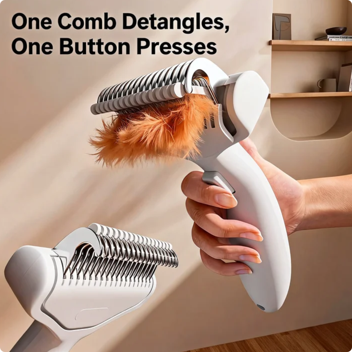 ORANGLES Pet Dematting Comb – Self‑Cleaning Deshedding Brush - high resolution display - exposing craftsmanship - Image 2 of 5 | built for everyone | Pet Dematting Comb – Self‑Cleaning Deshedding Brush for sale Georgia | Free Shipping ORANGLES