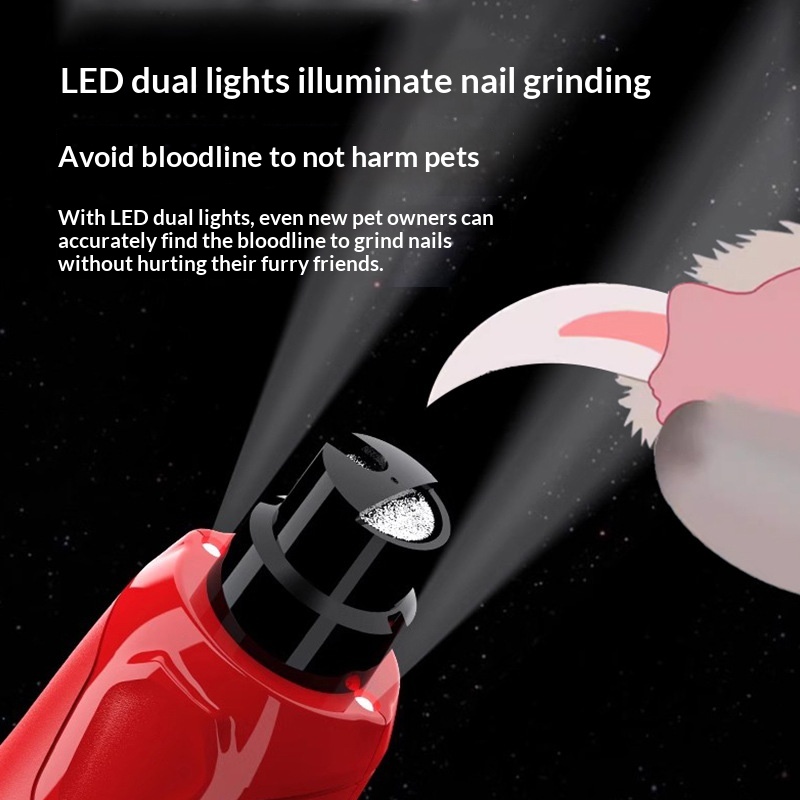 ORANGLES Pet Nail Grinder With Light 6 Speed Dust Proof - detailed closeup view - illustrating benefits - Image 3 of 5 | created for all | Shop Pet Nail Grinder With Light 6 Speed Dust Proof North Carolina | Free Shipping ORANGLES