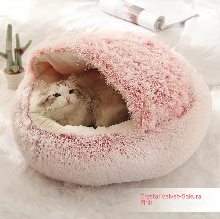 ORANGLES 2 In 1 Dog And Cat Round Plush Winter Bed - high resolution display - exposing craftsmanship - Image 2 of 6 | built for everyone | 2 In 1 Dog And Cat Round Plush Winter Bed for sale Georgia | Free Shipping ORANGLES