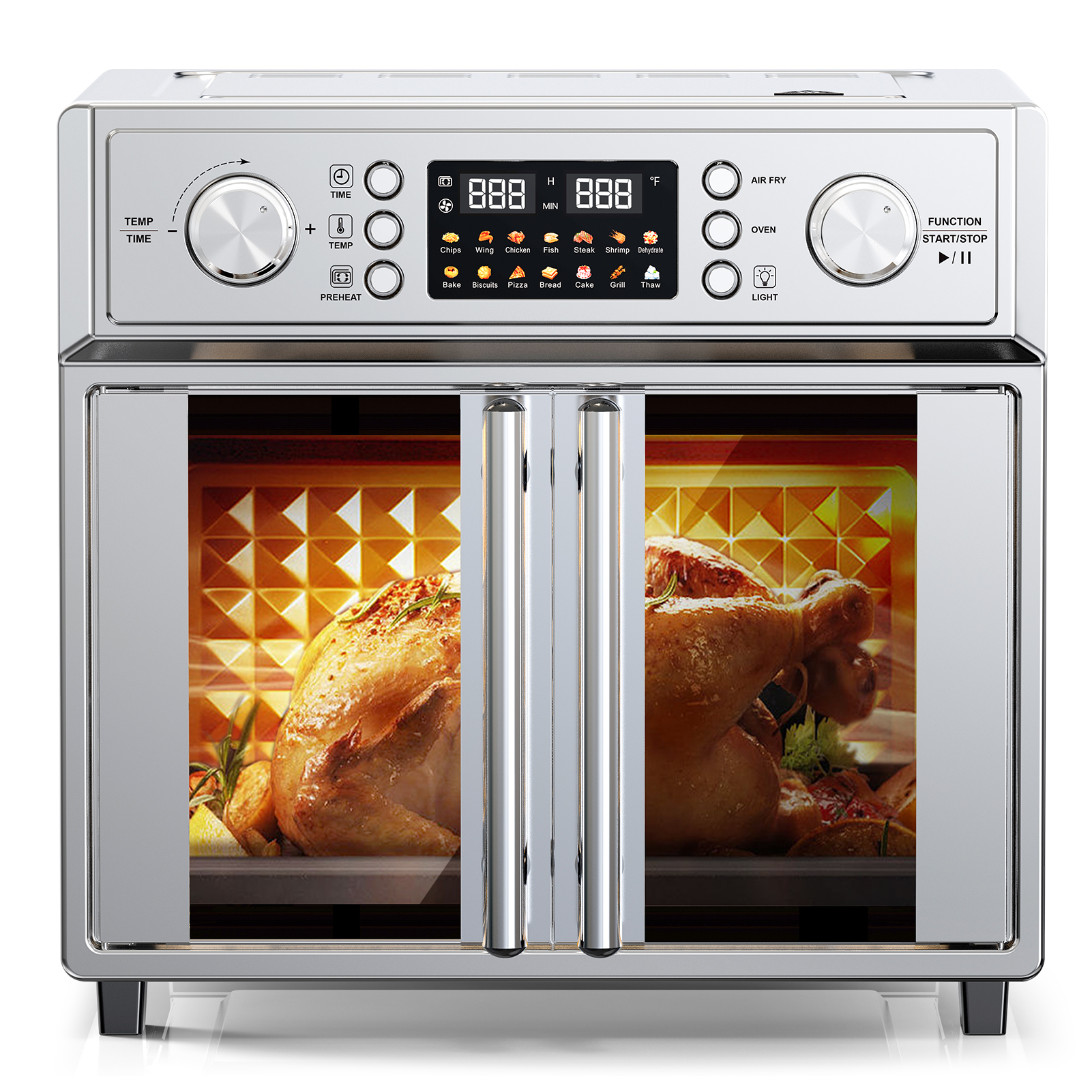 29.5QT French Door Air Fryer Oven – 14 Preset Stainless Steel Combo