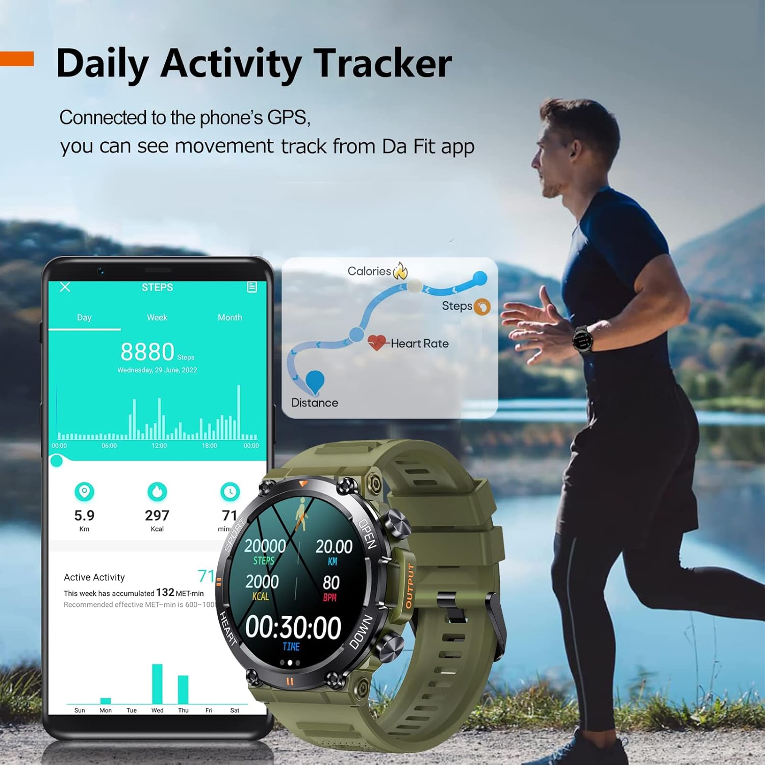 ORANGLES SENBONO Men Smart Watch Round Big Screen Wireless Call Fitness Tracker - angled perspective - presenting advantages - Image 4 of 6 | fits any environment | Purchase SENBONO Men Smart Watch Round Big Screen Wireless Call Fitness Tracker Michigan | Free Shipping ORANGLES