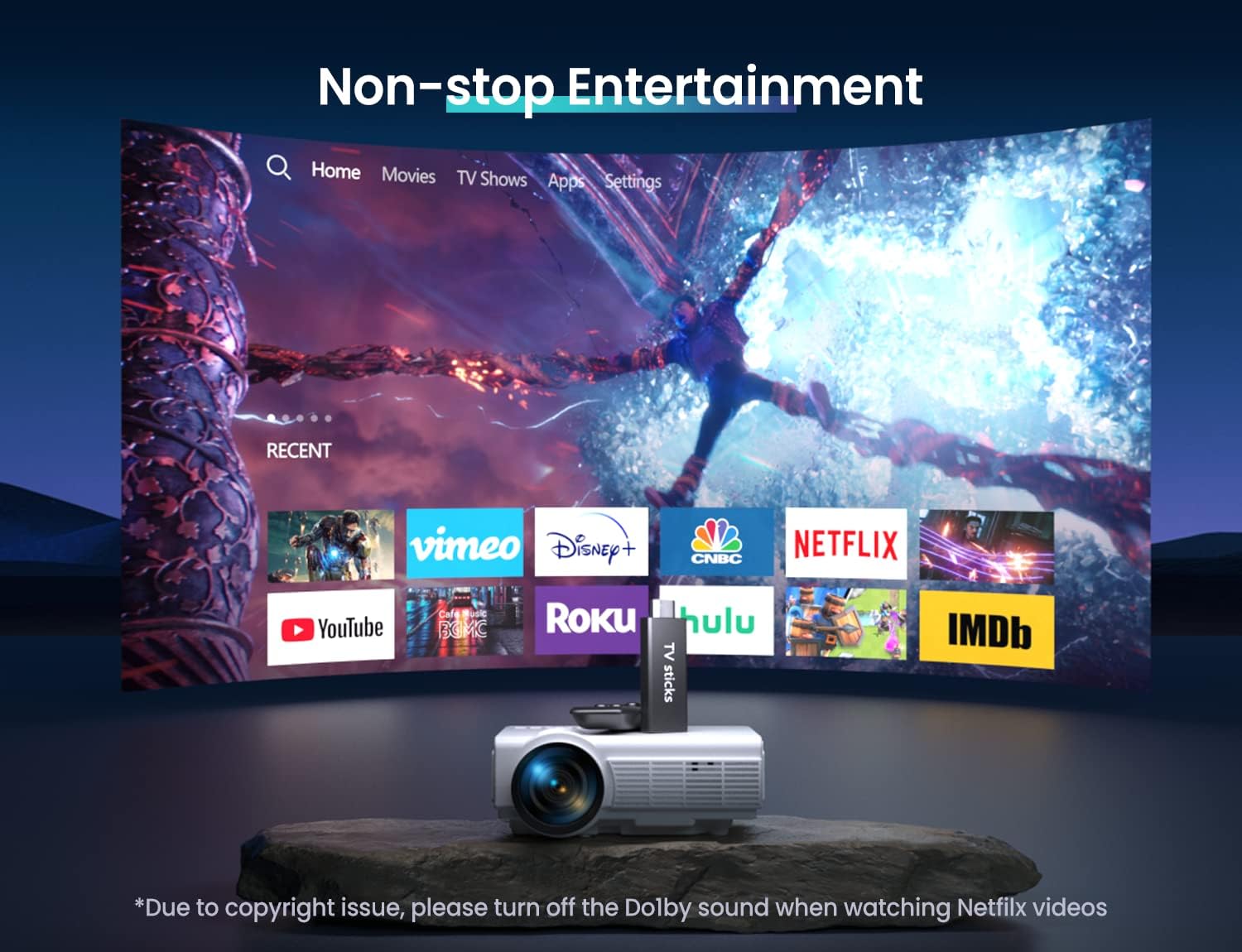 ORANGLES Mini Home Theater 1080p HD Portable Projector - detailed closeup view - illustrating benefits - Image 3 of 6 | created for all | Shop Mini Home Theater 1080p HD Portable Projector North Carolina | Free Shipping ORANGLES