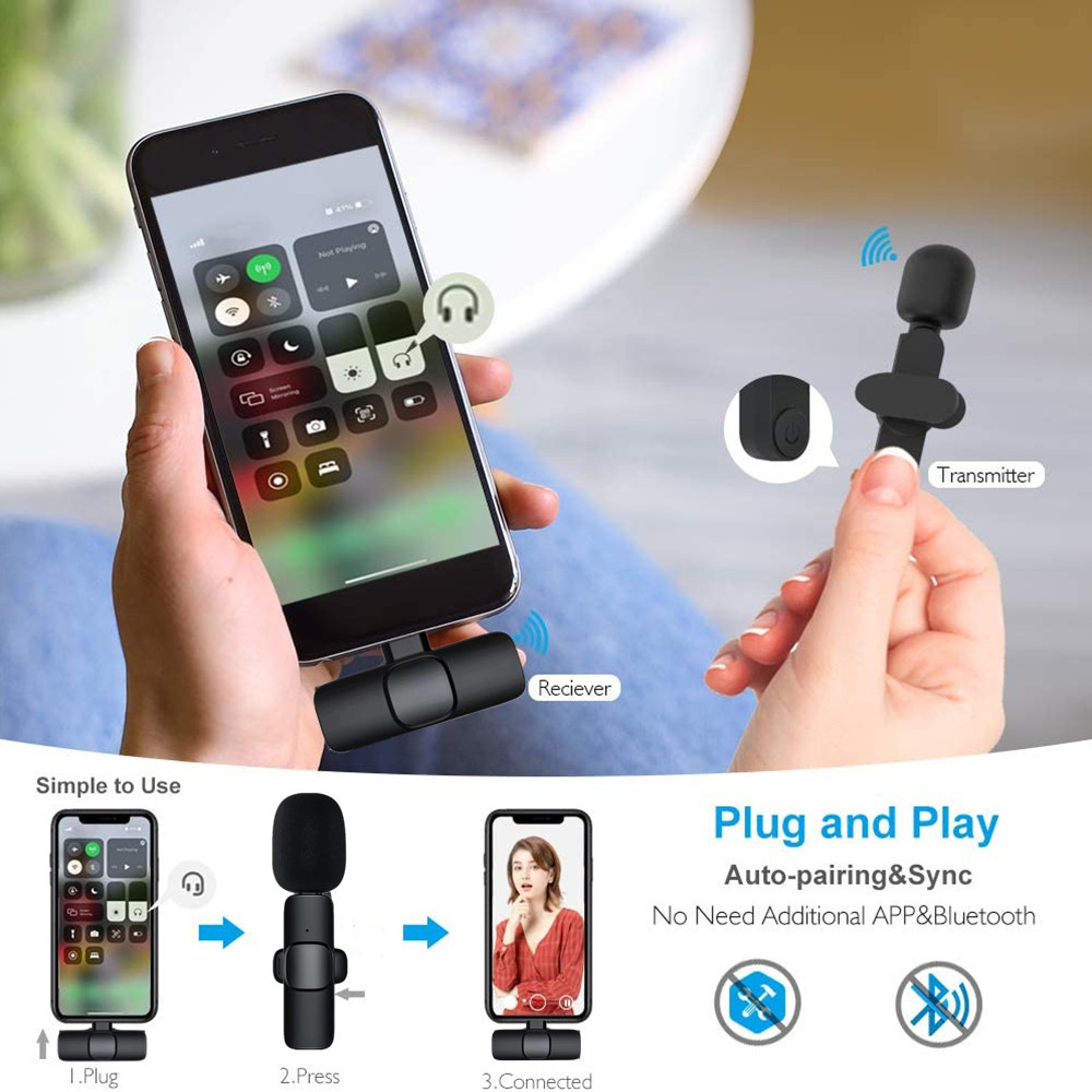 ORANGLES Mini Microphone for iPhone Wireless Lavalier Mic - angled perspective - Image 4 of 6 | excellent for daily use | New York | Free Shipping ORANGLES