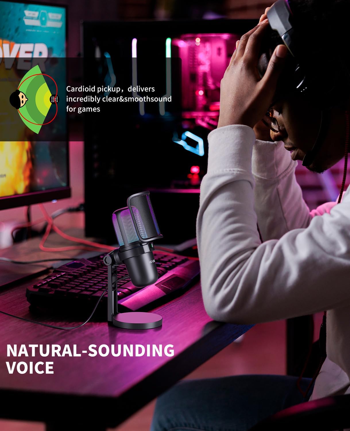 ORANGLES Microphone For Podcast – USB Wired Desktop Mic For Gaming And Live Broadcast - detailed closeup view - Image 3 of 6 | great for travel | Texas | Free Shipping ORANGLES