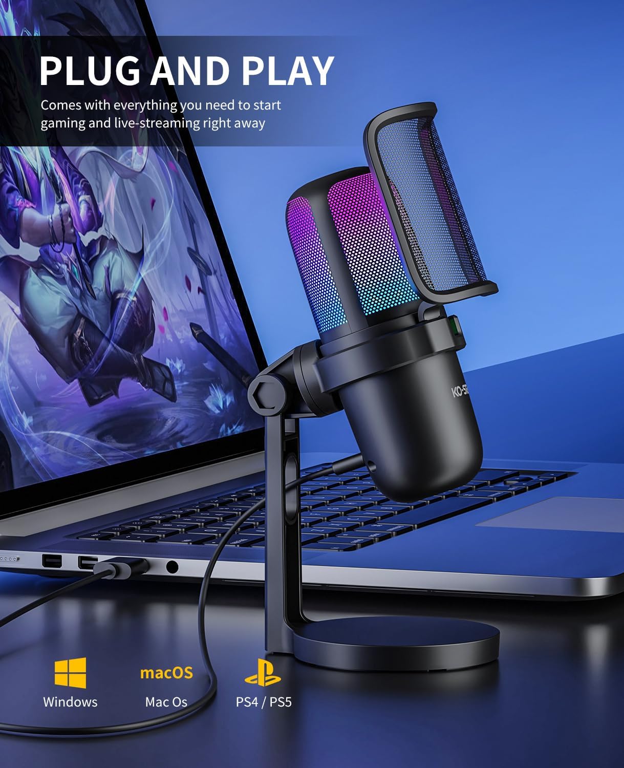 ORANGLES Microphone For Podcast – USB Wired Desktop Mic For Gaming And Live Broadcast - angled perspective - Image 4 of 6 | excellent for daily use | New York | Free Shipping ORANGLES