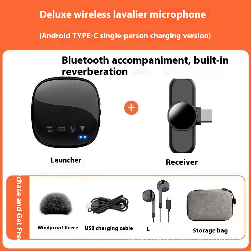 ORANGLES Wireless Lavalier Microphone – Bluetooth Mic With Reverb And Accompaniment For Clear Vocals - detailed closeup view - Image 3 of 5 | great for travel | Texas | Free Shipping ORANGLES