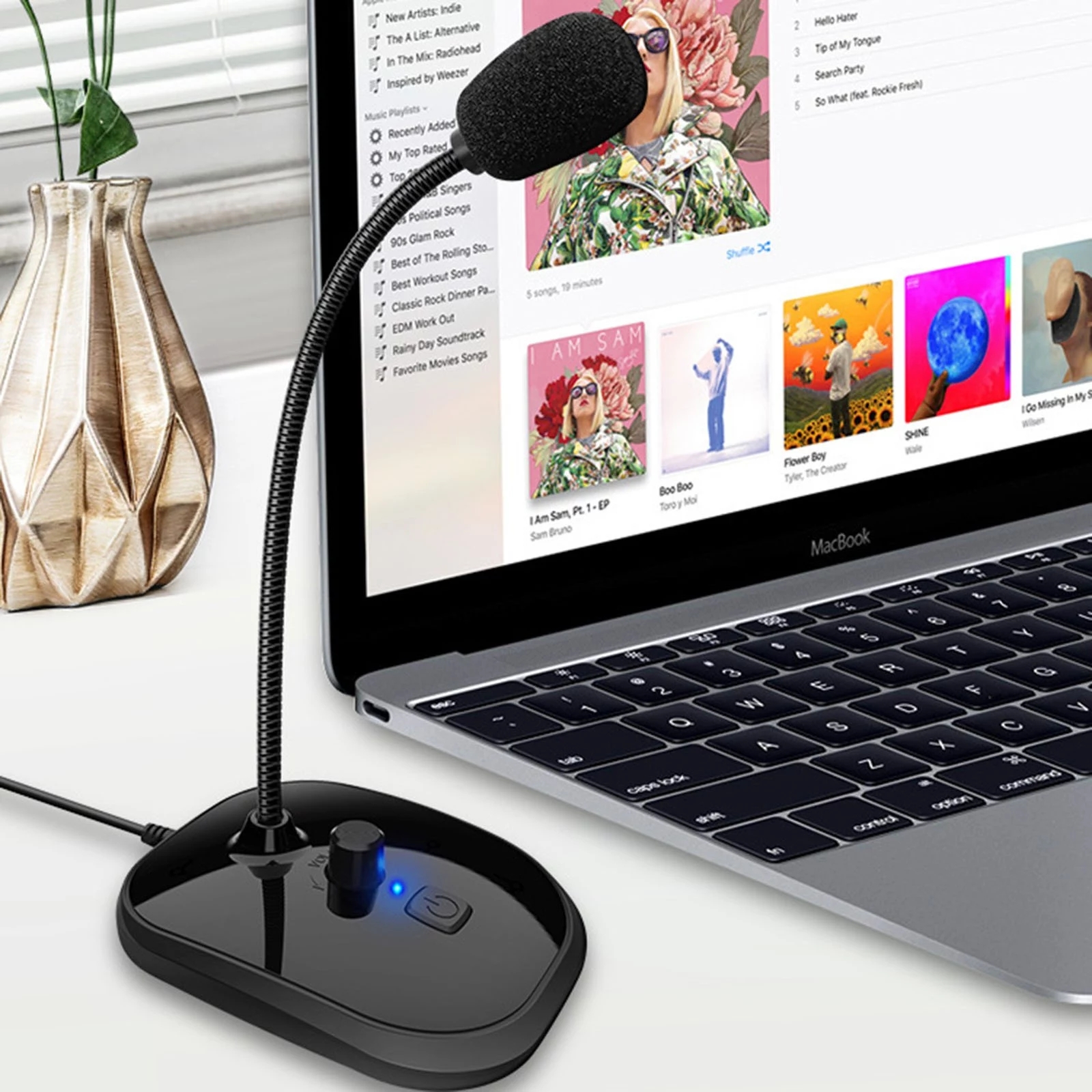 ORANGLES Microphone In The Computer Gooseneck USB With Sound Card Monitor - high resolution display - Image 2 of 6 | perfect for office | California | Free Shipping ORANGLES