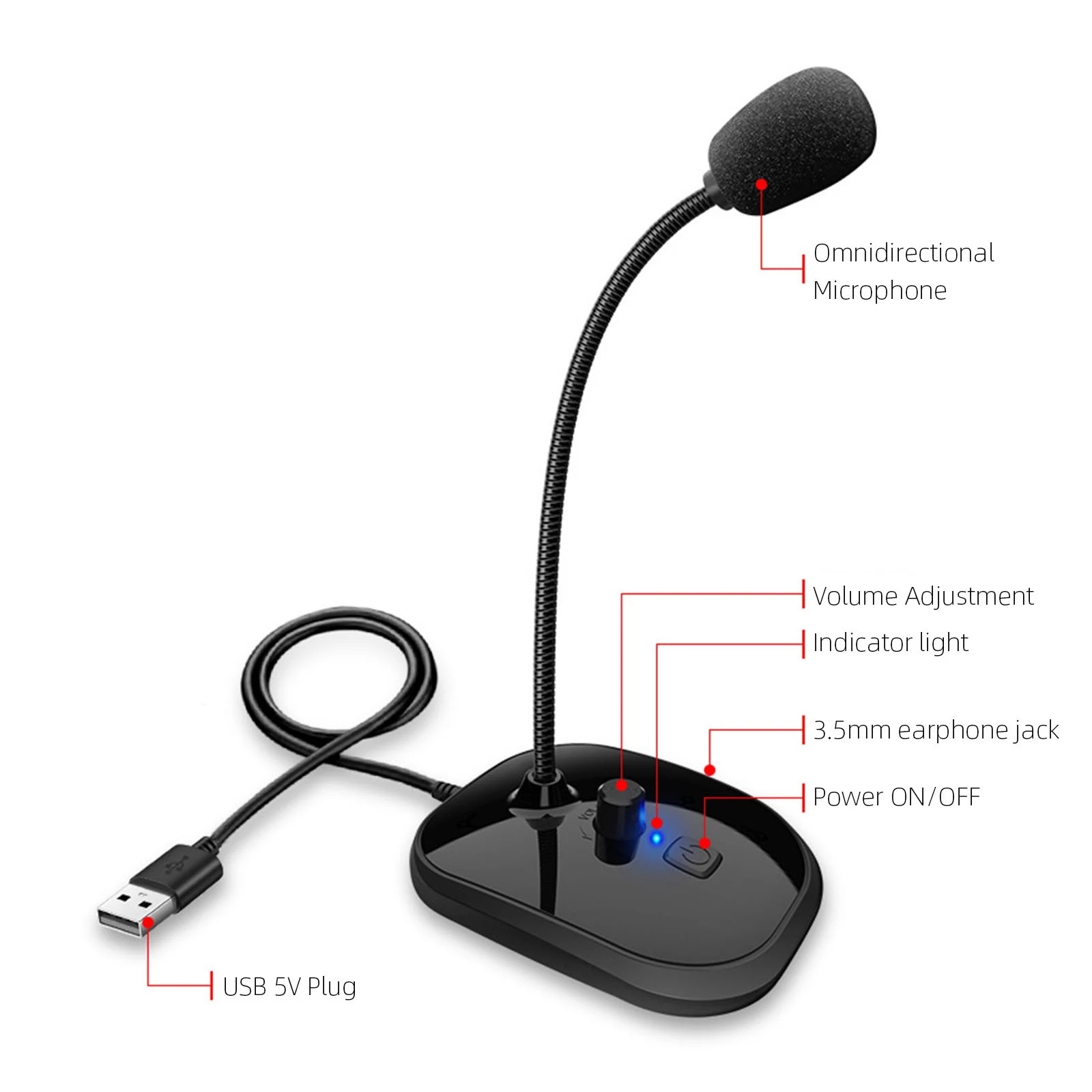 ORANGLES Microphone In The Computer Gooseneck USB With Sound Card Monitor - detailed closeup view - Image 3 of 6 | great for travel | Texas | Free Shipping ORANGLES