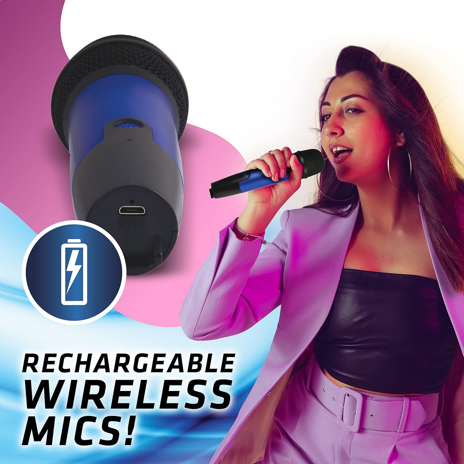 ORANGLES Bluetooth KTV Microphone Family Karaoke Recording Wireless - detailed closeup view - Image 3 of 6 | great for travel | Texas | Free Shipping ORANGLES