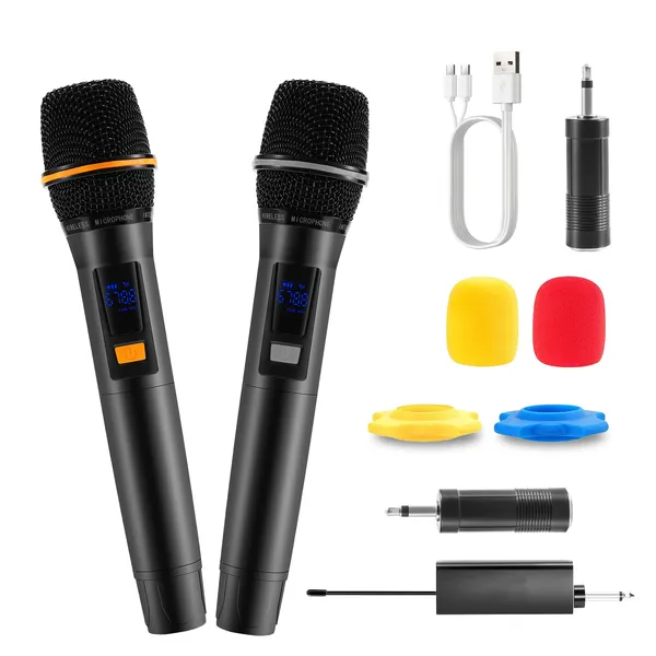 ORANGLES Wireless Handheld Microphone UHF Rechargeable Metal Long Range - high resolution display - Image 2 of 6 | perfect for office | California | Free Shipping ORANGLES