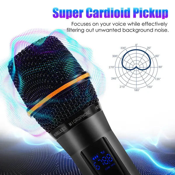 ORANGLES Wireless Handheld Microphone UHF Rechargeable Metal Long Range - angled perspective - Image 4 of 6 | excellent for daily use | New York | Free Shipping ORANGLES