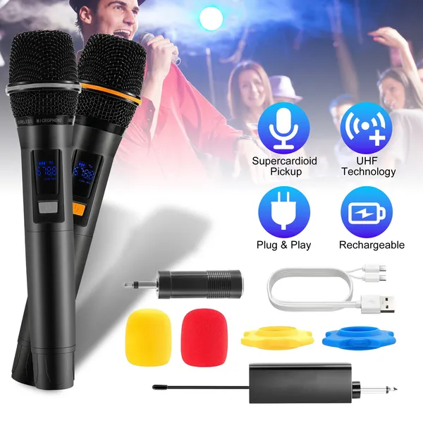 ORANGLES Wireless Handheld Microphone UHF Rechargeable Metal Long Range - full product showcase - Image 5 of 6 | suitable for professionals | Florida | Free Shipping ORANGLES