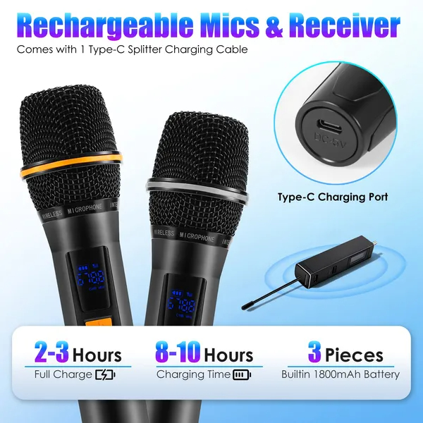 ORANGLES Wireless Handheld Microphone UHF Rechargeable Metal Long Range - elegant presentation - Image 6 of 6 | designed for enthusiasts | Illinois | Free Shipping ORANGLES