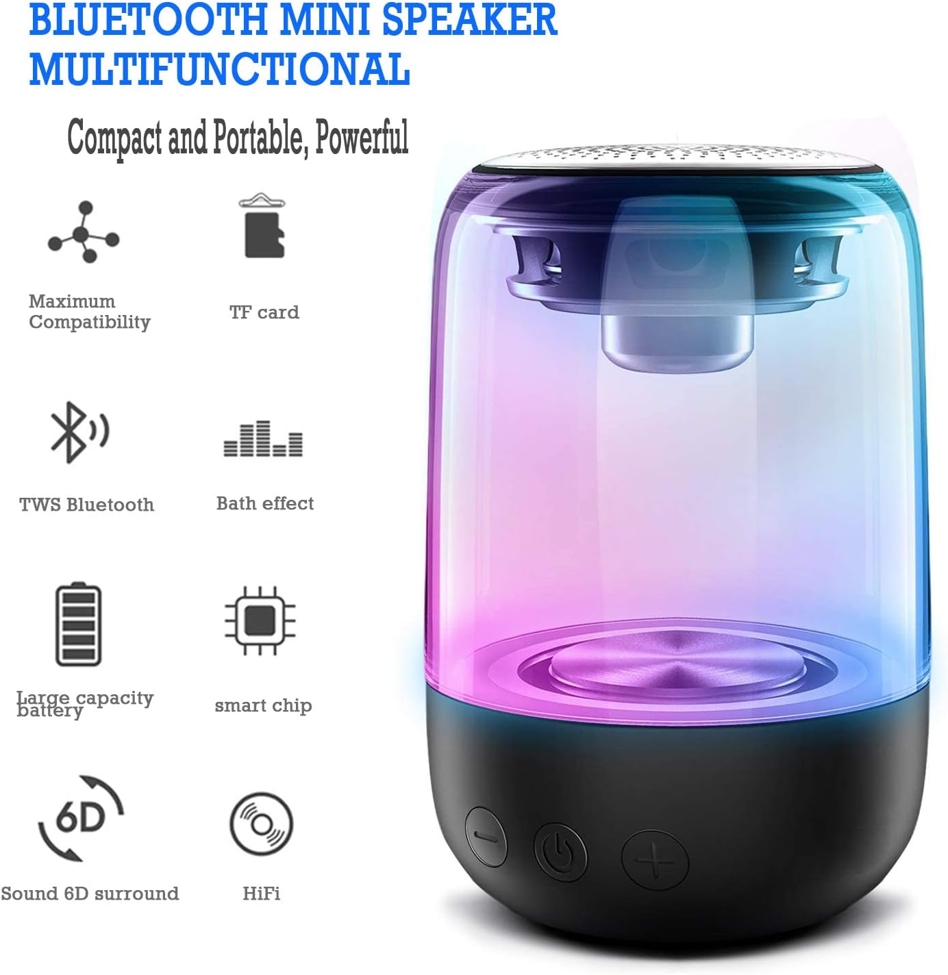 ORANGLES Portable Bluetooth Speaker With Powerful Bass And LED Light - high resolution display - exposing craftsmanship - Image 2 of 6 | built for everyone | Portable Bluetooth Speaker With Powerful Bass And LED Light for sale Georgia | Free Shipping ORANGLES