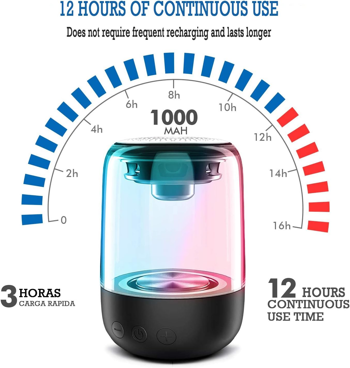 ORANGLES Portable Bluetooth Speaker With Powerful Bass And LED Light - angled perspective - presenting advantages - Image 4 of 6 | fits any environment | Purchase Portable Bluetooth Speaker With Powerful Bass And LED Light Michigan | Free Shipping ORANGLES