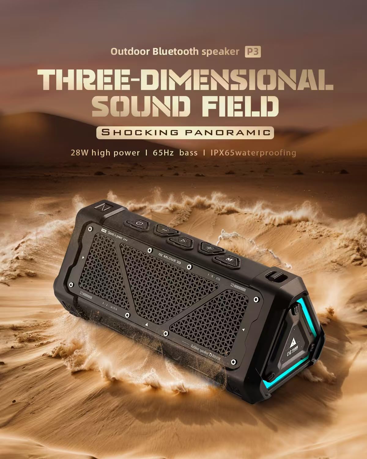 ORANGLES High Power Portable Wireless Outdoor Bluetooth Speaker - detailed closeup view - illustrating benefits - Image 3 of 6 | created for all | Shop High Power Portable Wireless Outdoor Bluetooth Speaker North Carolina | Free Shipping ORANGLES