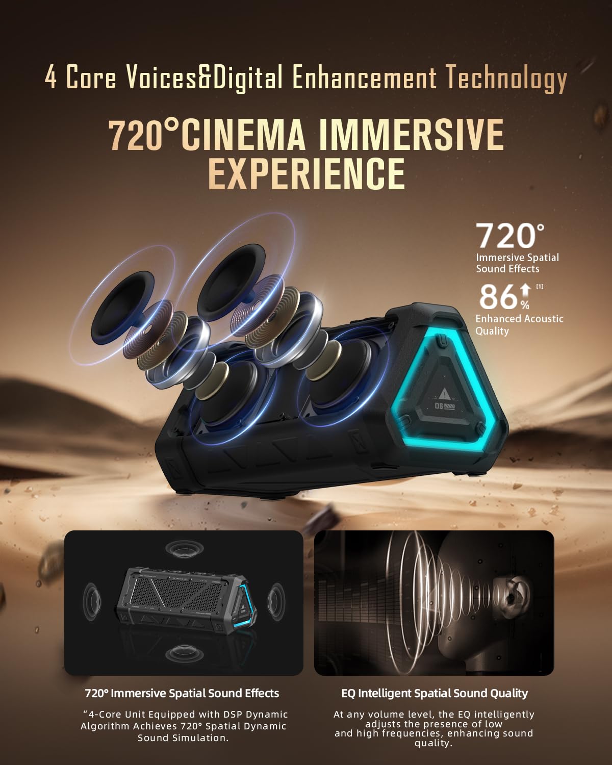 ORANGLES High Power Portable Wireless Outdoor Bluetooth Speaker - elegant presentation - exhibiting components - Image 6 of 6 | ideal for home | Discount on High Power Portable Wireless Outdoor Bluetooth Speaker Virginia | Free Shipping ORANGLES