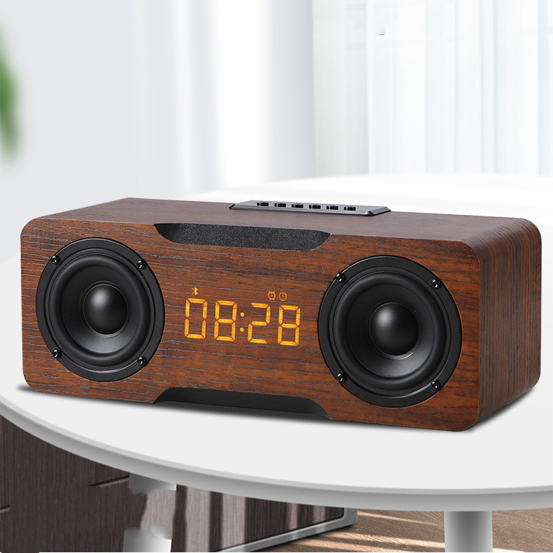 ORANGLES Wooden Clock Bluetooth Speaker With TF Card Support - angled perspective - presenting advantages - Image 4 of 5 | fits any environment | Purchase Wooden Clock Bluetooth Speaker With TF Card Support Michigan | Free Shipping ORANGLES