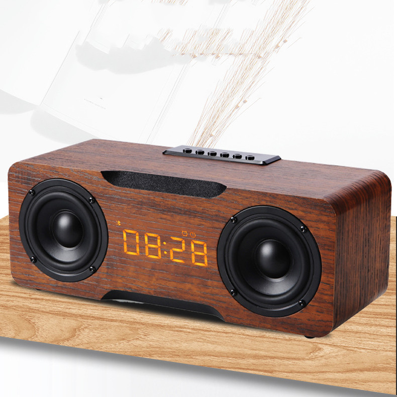 ORANGLES Wooden Clock Bluetooth Speaker With TF Card Support - full product showcase - displaying specifications - Image 5 of 5 | adapts to any space | Wooden Clock Bluetooth Speaker With TF Card Support deal New Jersey | Free Shipping ORANGLES