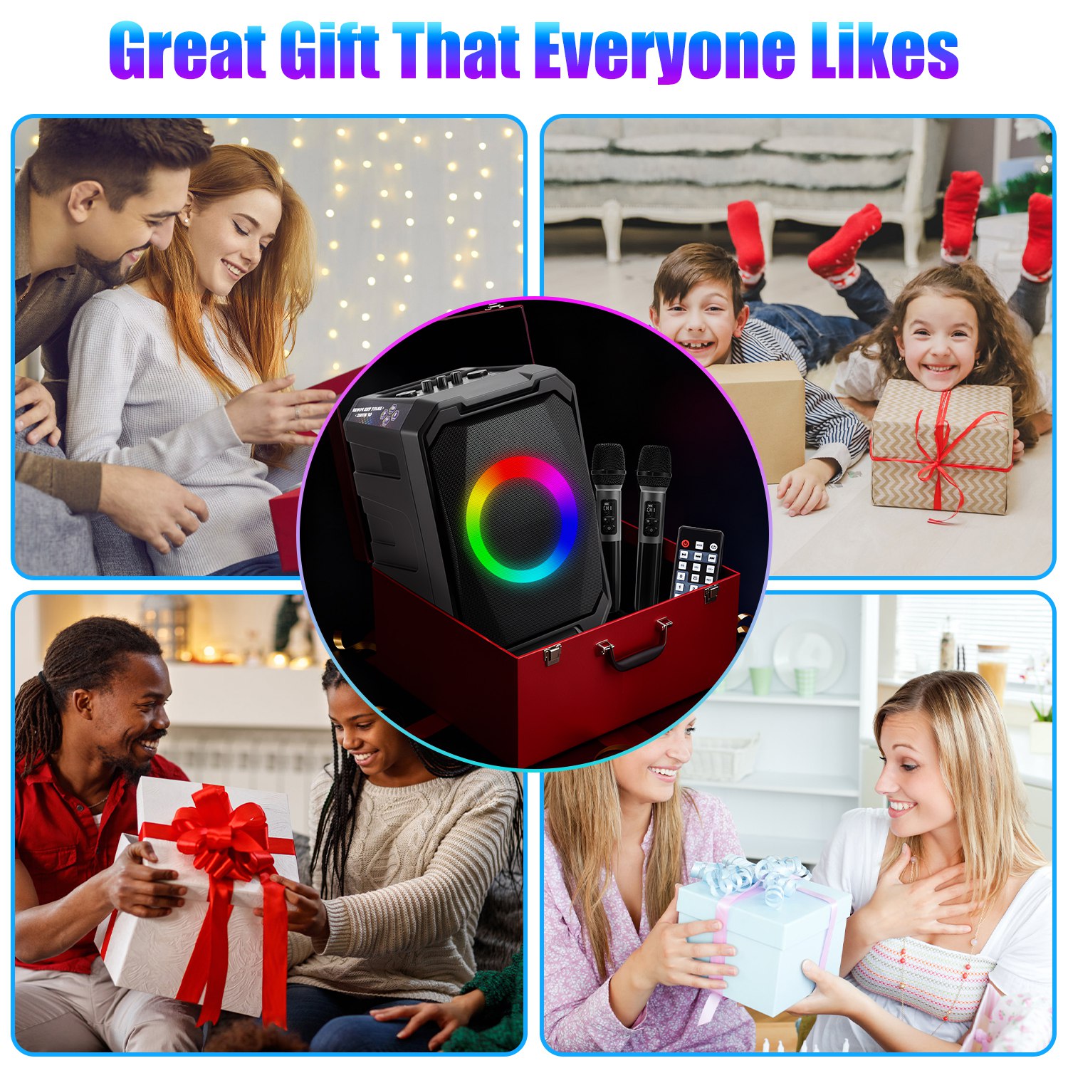 ORANGLES Portable Wireless Party Speaker With LED And Mics - full product showcase - displaying specifications - Image 5 of 6 | adapts to any space | Portable Wireless Party Speaker With LED And Mics deal New Jersey | Free Shipping ORANGLES