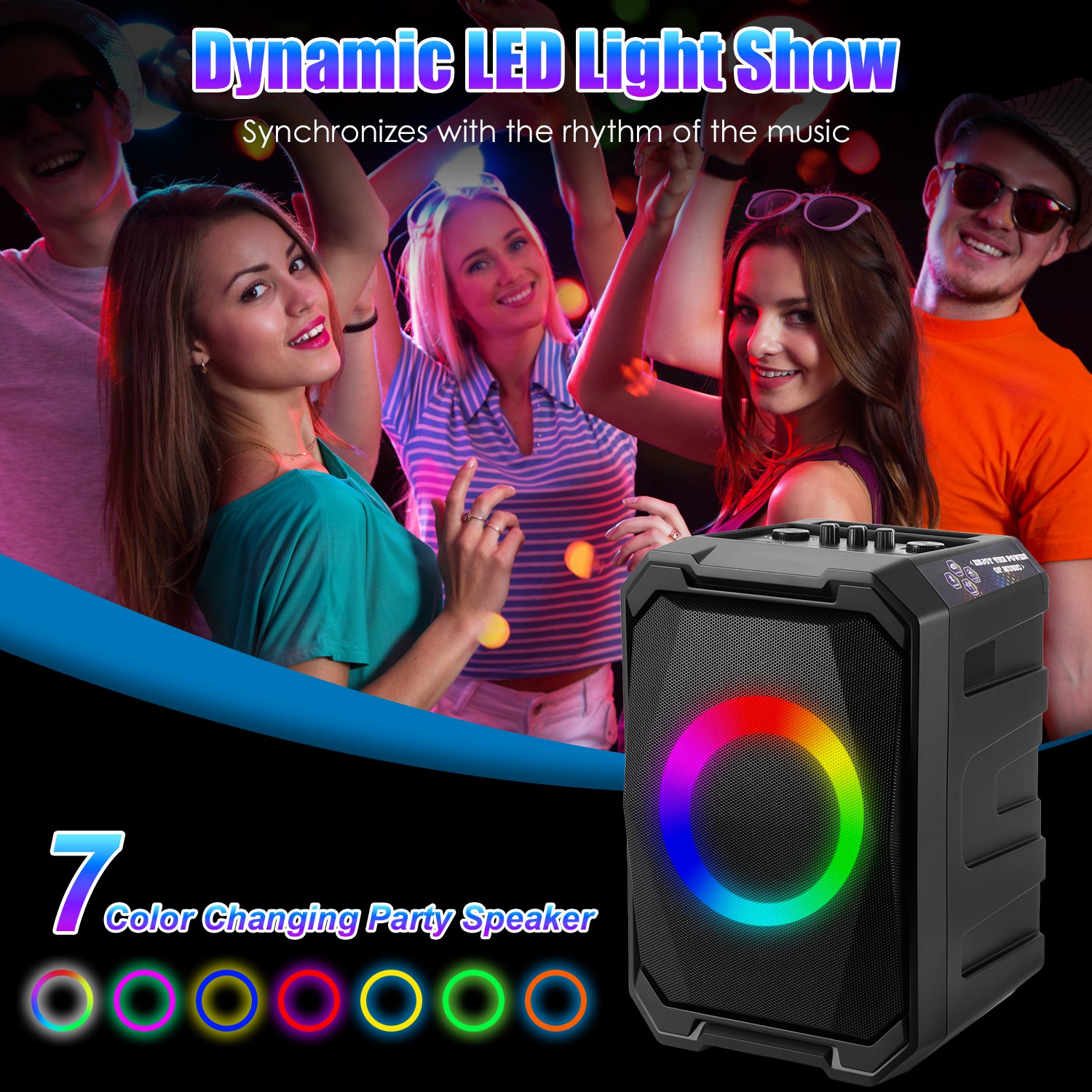 ORANGLES Portable Wireless Party Speaker With LED And Mics - elegant presentation - exhibiting components - Image 6 of 6 | ideal for home | Discount on Portable Wireless Party Speaker With LED And Mics Virginia | Free Shipping ORANGLES