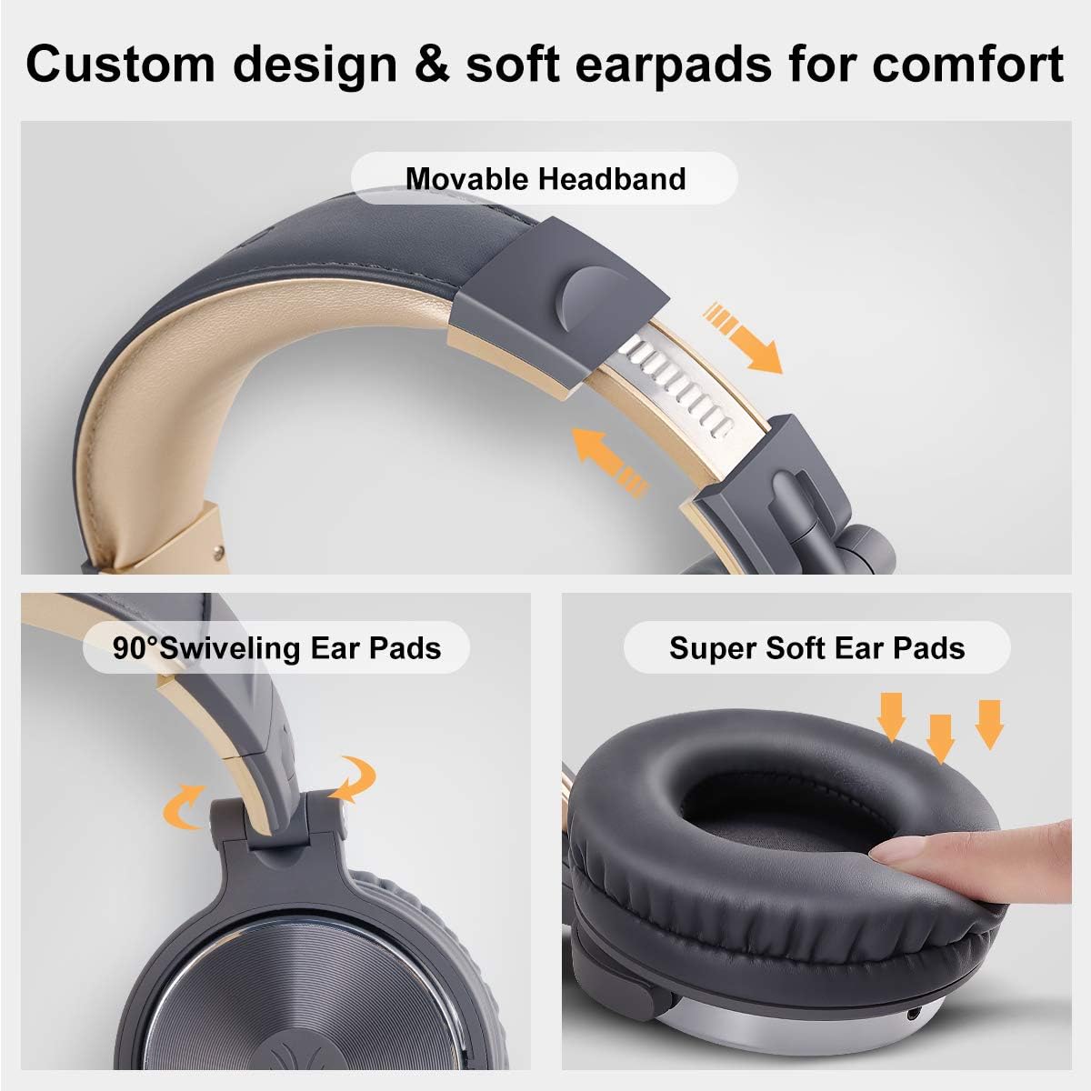 ORANGLES Best Budget Headset Wired Headphones With Comfortable Earmuffs - detailed closeup view - Image 3 of 5 | great for travel | Texas | Free Shipping ORANGLES