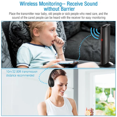 ORANGLES Over Ear In Ear Headphones Wireless RF HiFi With Transmitter Receiver - angled perspective - Image 4 of 6 | excellent for daily use | New York | Free Shipping ORANGLES