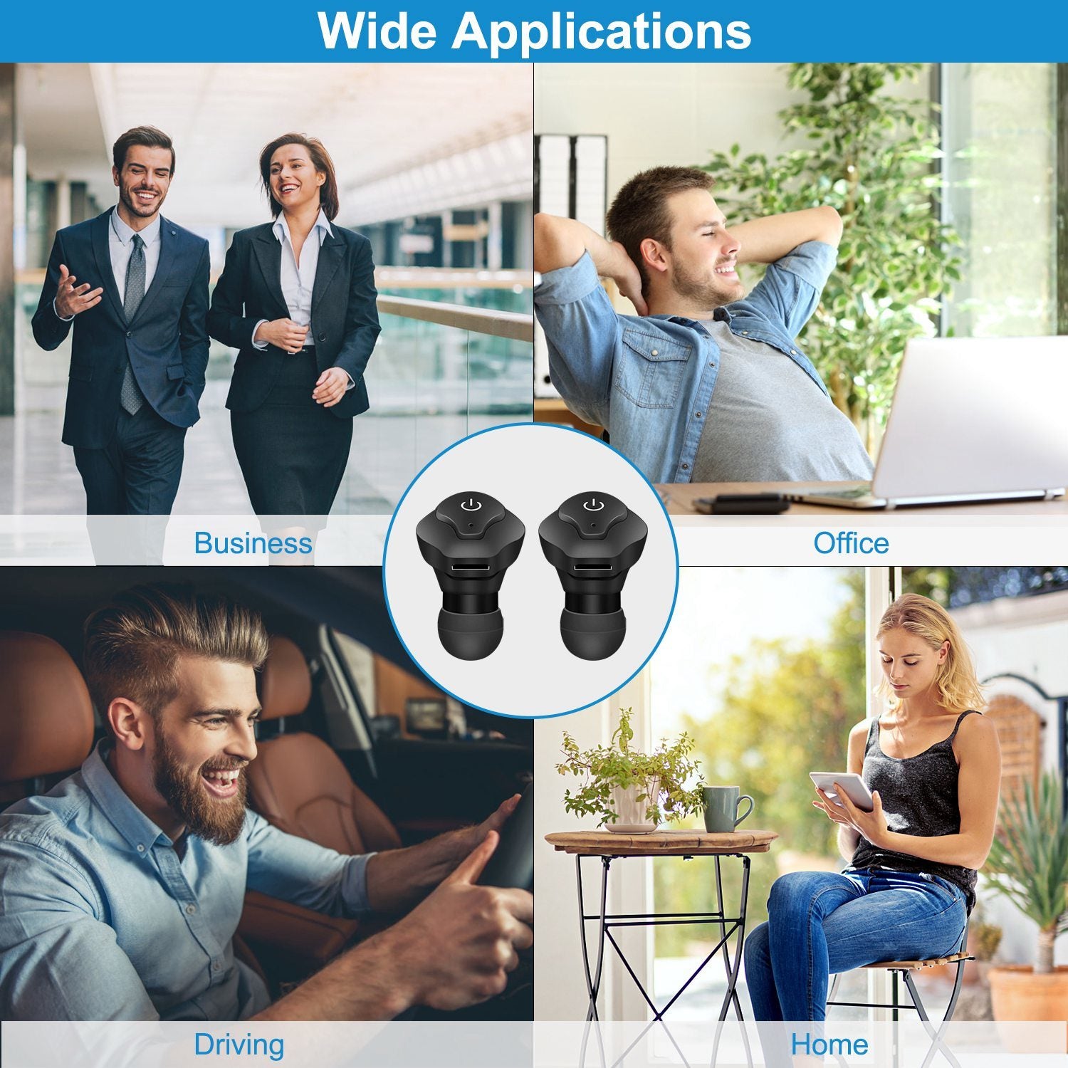 ORANGLES True Wireless Earbuds CSR V4.2 In‑Ear Stereo Headphones IP44 Waterproof Apt‑X TWS Noise Cancelling - detailed closeup view - Image 3 of 6 | great for travel | Texas | Free Shipping ORANGLES