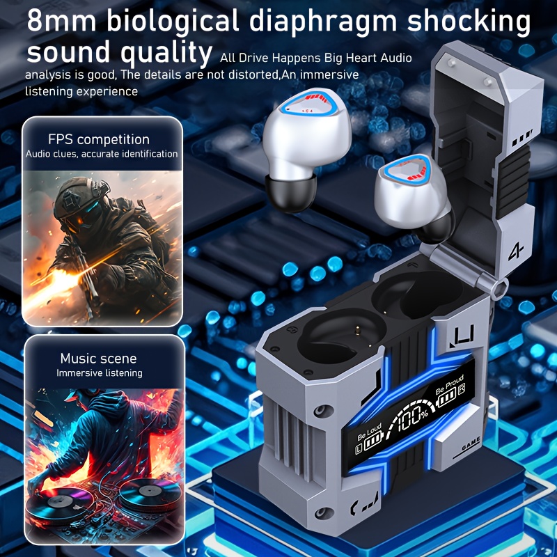 ORANGLES Best Wireless Earbuds 2024 Under $200 – True Wireless ENC Bluetooth 5.3 IPX7 Waterproof 120 Hours Battery Silver - angled perspective - Image 4 of 5 | excellent for daily use | New York | Free Shipping ORANGLES