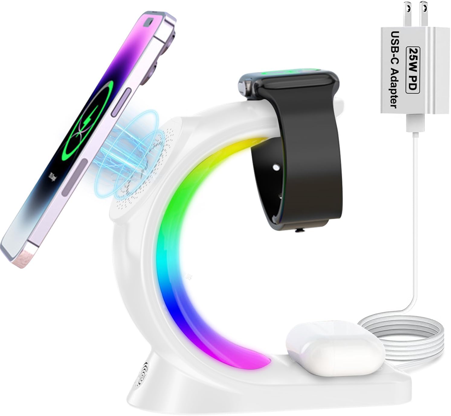 4 In 1 Magnetic Wireless Charger Fast Charging Station For Smartphone AirPods iPhone Watch