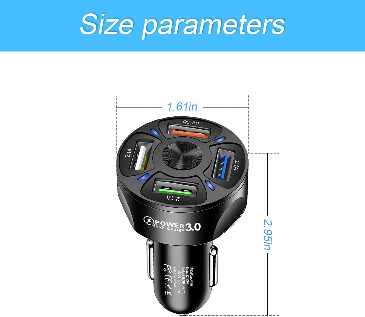 ORANGLES Fast Car Charger One‑for‑Four Mobile Phone Charging Adapter - high resolution display - Image 2 of 6 | perfect for office | California | Free Shipping ORANGLES