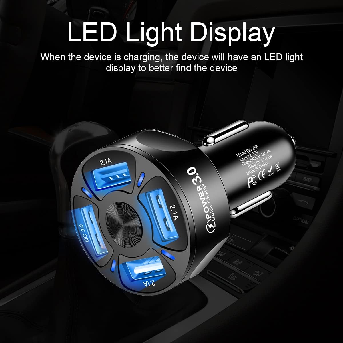 ORANGLES Fast Car Charger One‑for‑Four Mobile Phone Charging Adapter - detailed closeup view - Image 3 of 6 | great for travel | Texas | Free Shipping ORANGLES