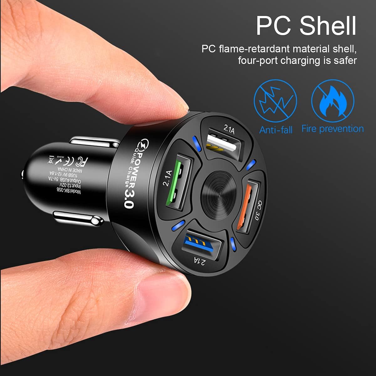 ORANGLES Fast Car Charger One‑for‑Four Mobile Phone Charging Adapter - full product showcase - Image 5 of 6 | suitable for professionals | Florida | Free Shipping ORANGLES