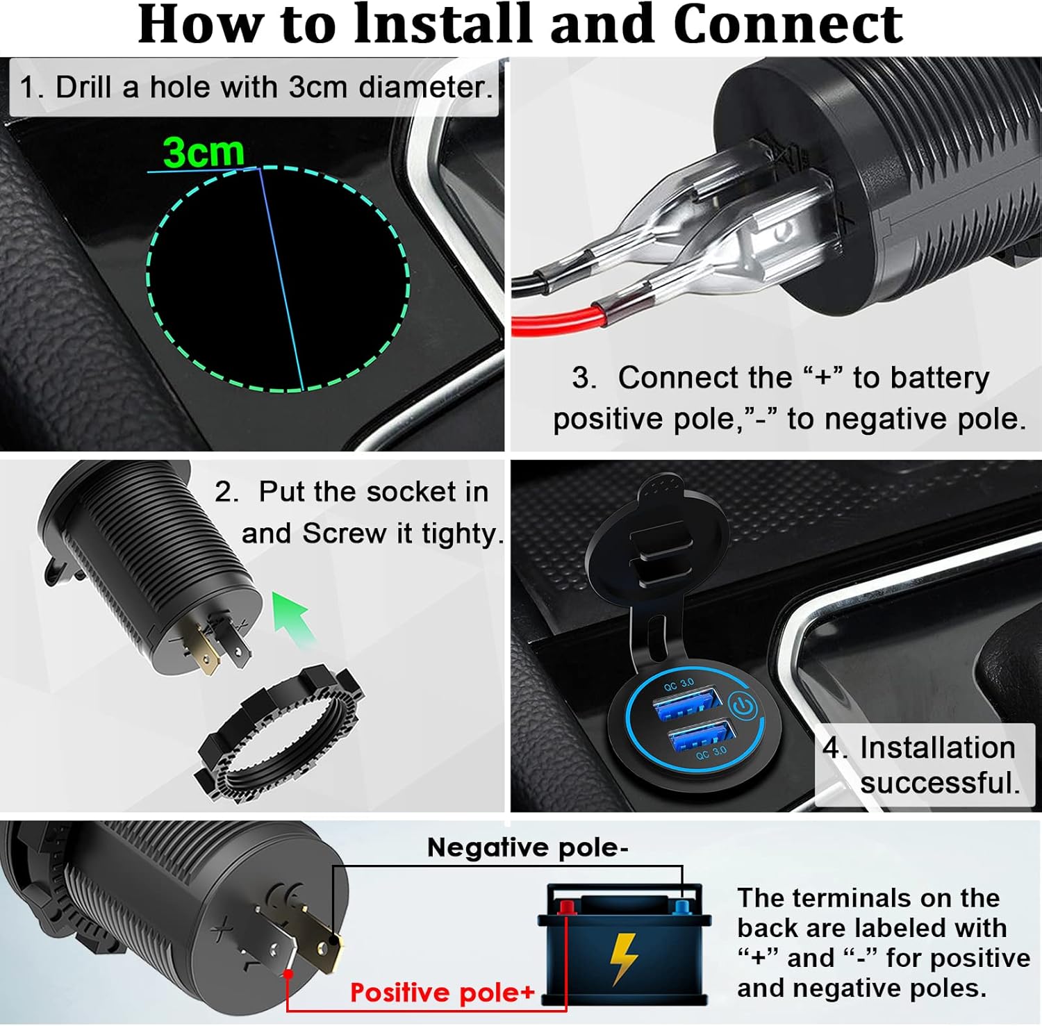 ORANGLES Car Charger Motorcycle & Boat Dual Fast Charge Adapter - full product showcase - Image 5 of 6 | suitable for professionals | Florida | Free Shipping ORANGLES