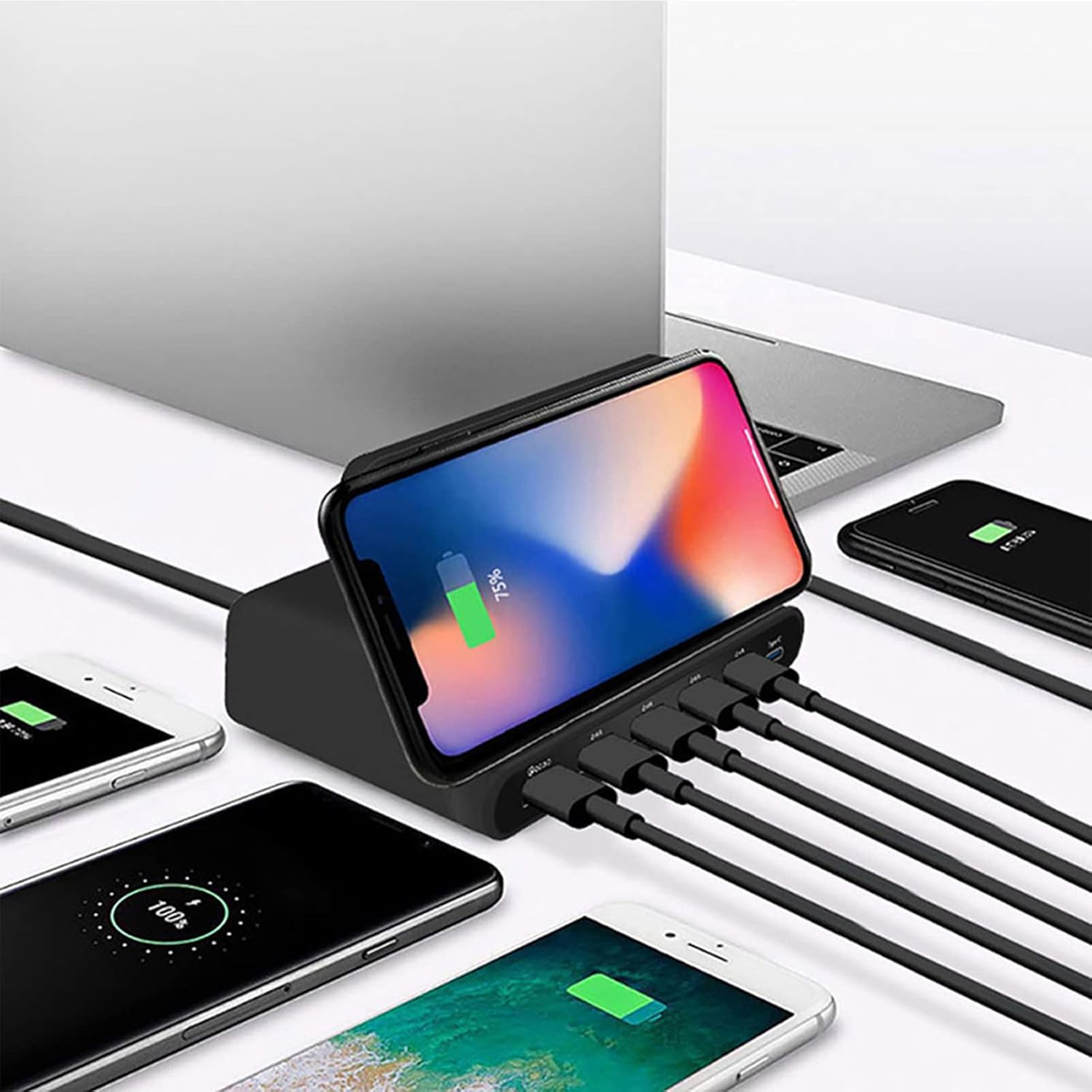 ORANGLES Charge Port 60W Six‑Port PD18W Intelligent Multi‑Port Decorative Charging Station - high resolution display - Image 2 of 6 | perfect for office | California | Free Shipping ORANGLES